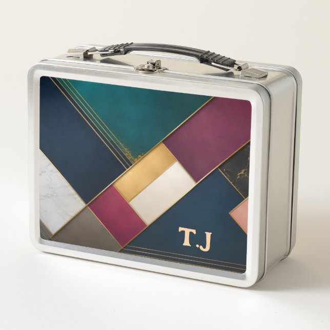 Elegant Modern Geometric Lunchbox Custom Name  (Front)