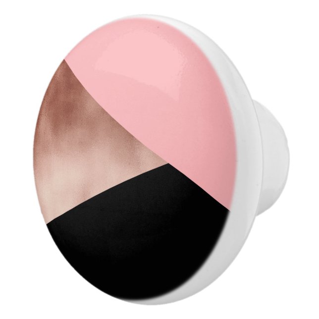 elegant modern geometric rose gold pink black ceramic knob (Right)