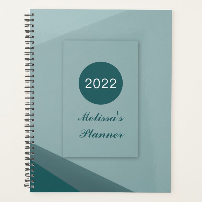 Elegant Modern Geometric Script 2022 Personalised Planner (Front)