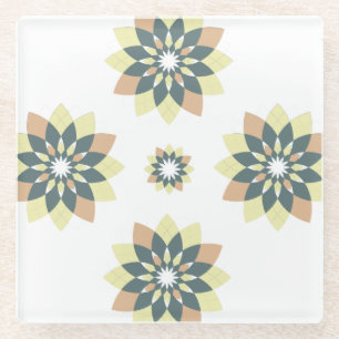 Elegant Modern Geometric Star Bursts Glass Coaster