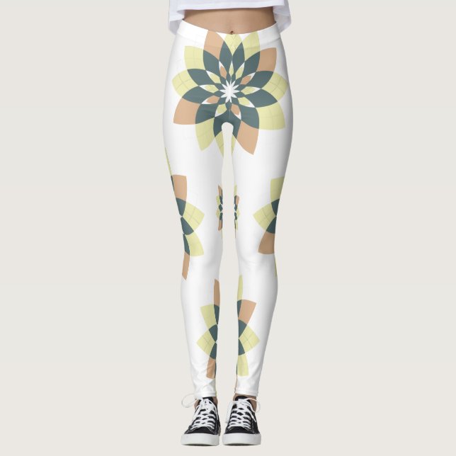 Elegant Modern Geometric Star Bursts Leggings (Front)