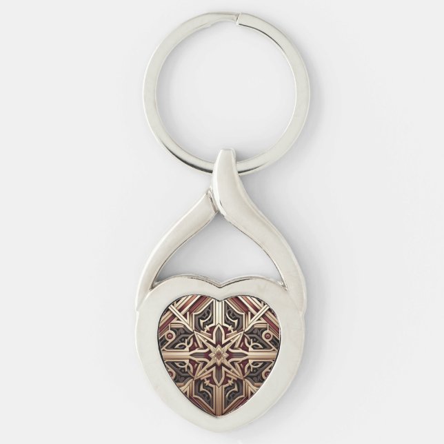 Elegant Modern Geometric Star Patterned Key Ring (Front)