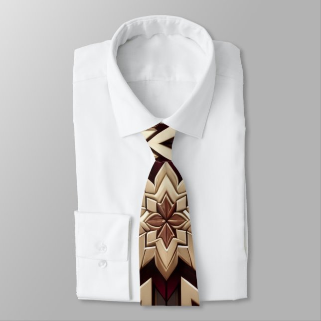 Elegant Modern Geometric Star Patterned Tie (Tied)
