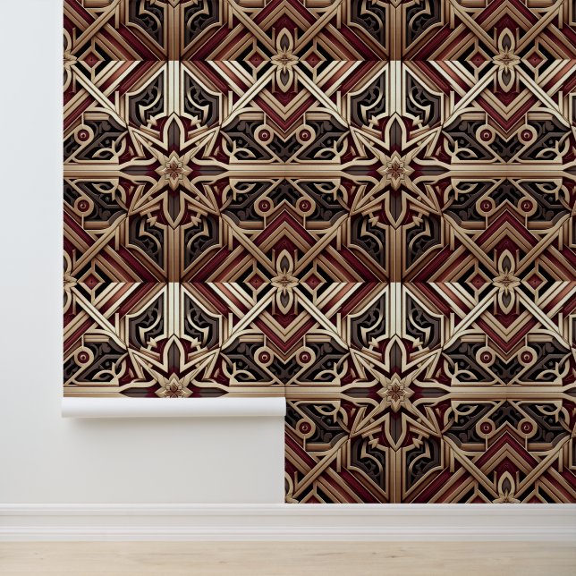 Elegant Modern Geometric Star Patterned Wallpaper (Application)