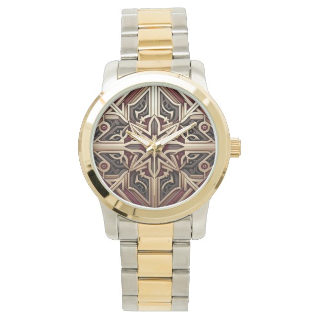 Elegant Modern Geometric Star Patterned Watch (Front)