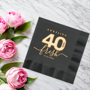 Elegant Modern Girly 40 and Fresh Foil Napkins