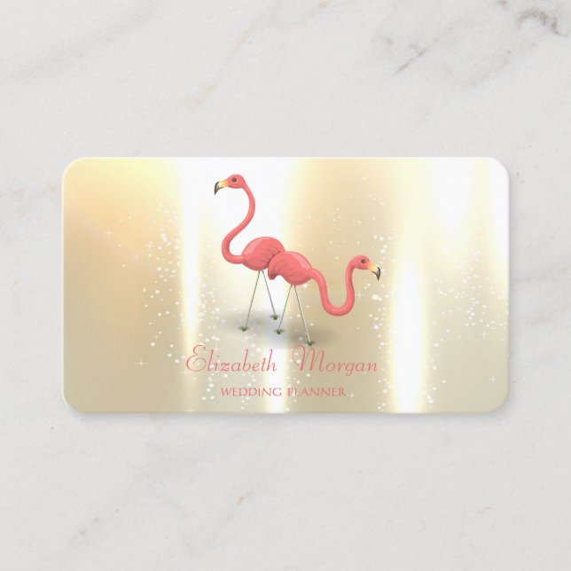 Elegant Modern Girly Funny, Flamingos Business Card (Front)