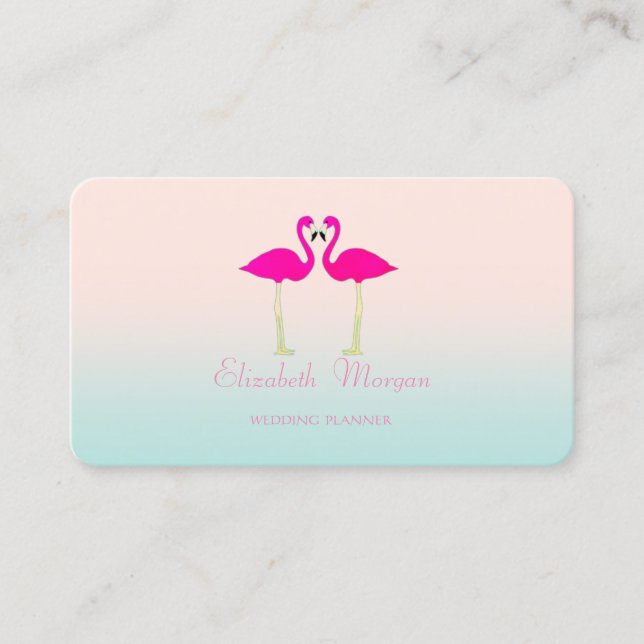 Elegant Modern Girly Funny,Pink Flamingos In Love Business Card (Front)