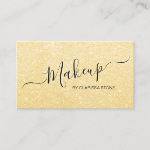 Elegant modern girly gold glitter makeup artist business card