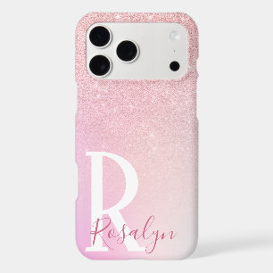 Elegant modern girly ombre pink rose gold glitter