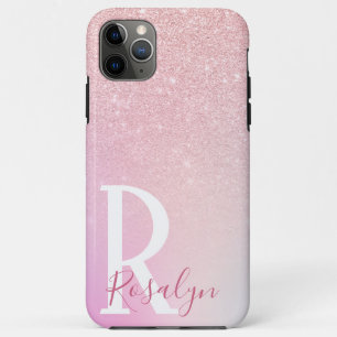 Elegant modern girly ombre pink rose gold glitter Case-Mate iPhone case