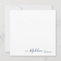 Elegant Modern Girly Script Navy Blue Note Card