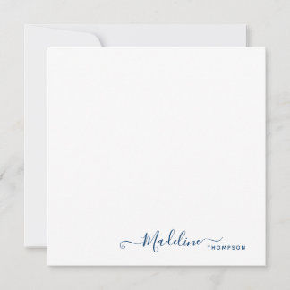 Elegant Modern Girly Script Navy Blue Note Card