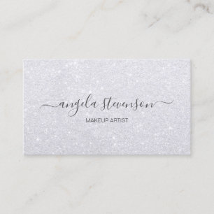 Elegant modern girly silver glitter makeup artist business card