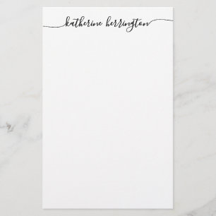 Elegant Modern Girly Swash Script Name Calligraphy Stationery