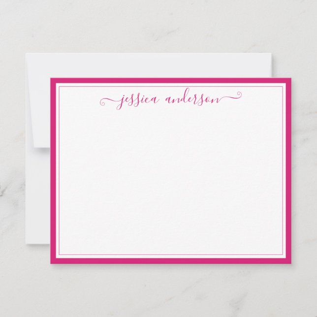 Elegant Modern Girly Trendy Magenta Pink Script Card (Front)