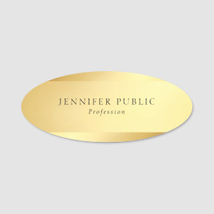 Elegant Modern Glam Gold Simple Template Oval Name Tag