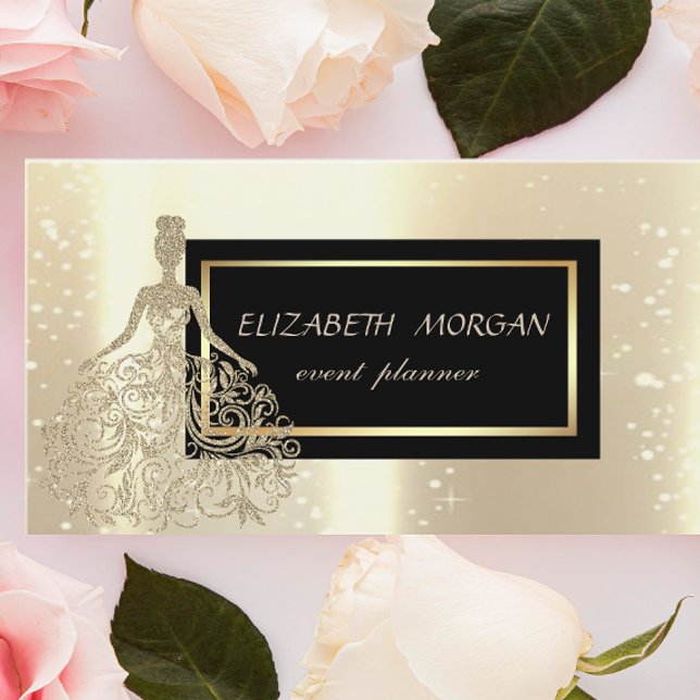Elegant Modern Glamorouse ,Faux Gold Dress Business Card (Creator Uploaded)