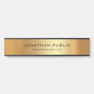 Elegant Modern Glamour Black And Gold Template Door Sign