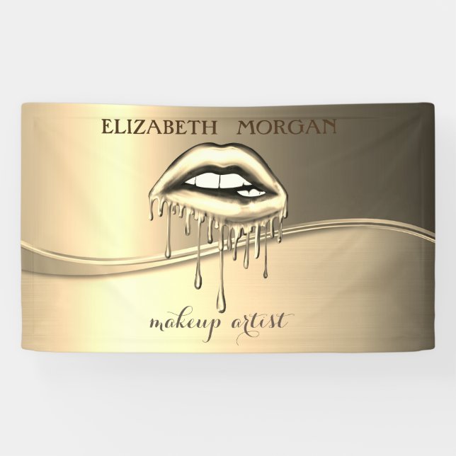 Elegant Modern Glamourous Metallic Dripping Lips Banner (Horizontal)
