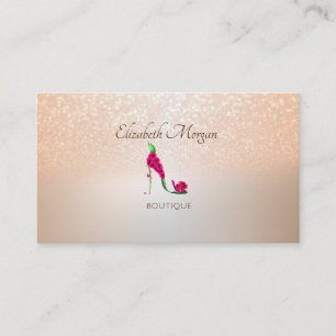 Elegant Modern, Glitter Bokeh ,Floral High Heels Business Card