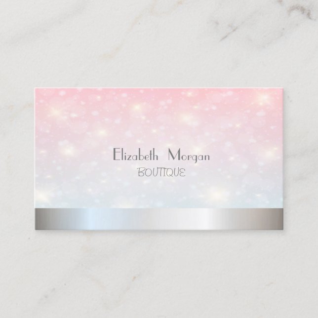 Elegant Modern Glitter Bokeh ,Silver Business Card (Front)