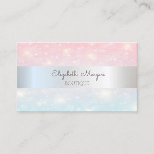 Elegant Modern Glitter Bokeh ,Silver Stripe Business Card