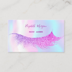 Elegant Modern Glitter Faux Lashes Holographic Business Card
