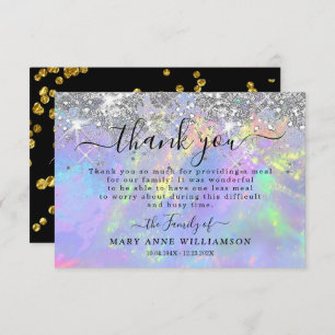 Elegant Modern Glitter Funeral Food Thank You Card