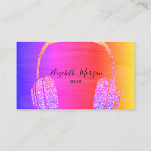 Elegant Modern  Glitter Headphone DJ Colourful  Business Card