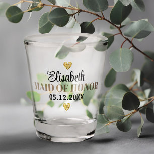 Elegant Modern Glitter Hearts Custom Bridal Shower Shot Glass