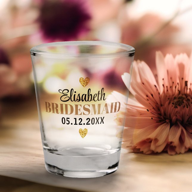 Elegant Modern Glitter Hearts Custom Wedding Party Shot Glass (Creator Uploaded)