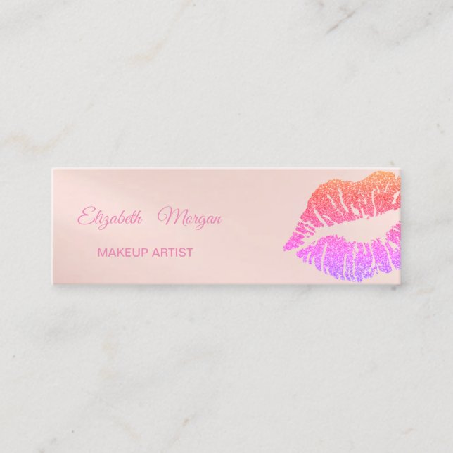 Elegant Modern  ,Glitter Lips Mini Business Card (Front)