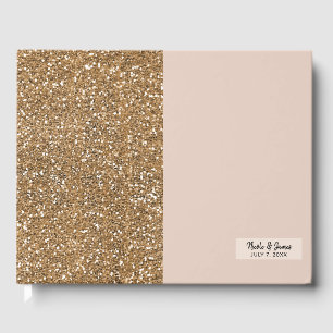 Elegant Modern Glitter Rose Gold Blush Glam Party Guest Book