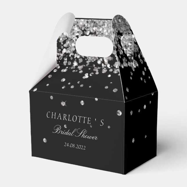 Elegant Modern Glitter Silber Bridal Shower Favour Box (Front Side)