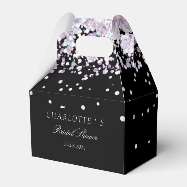 Elegant Modern Glitter Silber Bridal Shower  Favour Box (Front Side)