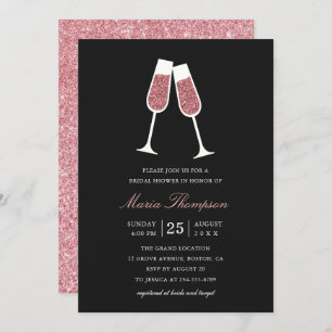 Elegant Modern Glitter Wine Tasting Bridal Shower Invitation