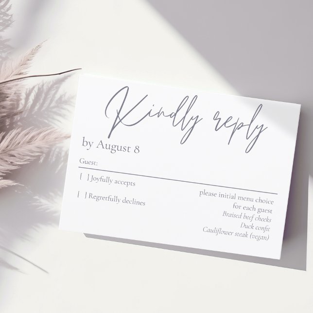 Elegant modern gloomy grey wedding RSVP card (Creator Uploaded)