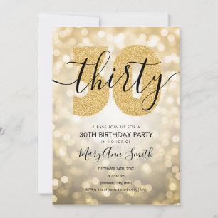 Elegant Modern Gold 30th Birthday Party Invitation
