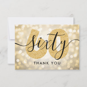 Elegant Modern Gold 60th Birthday Thank You Card