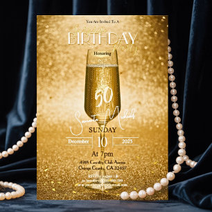 Elegant Modern Gold Adult Birthday Surprise Party