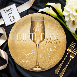 Elegant Modern Gold Adult Birthday Surprise Party Paper Plate