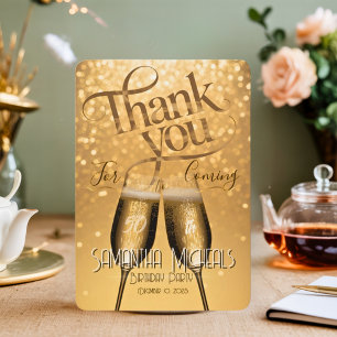 Elegant Modern Gold Adult Birthday Surprise Party Thank You Card