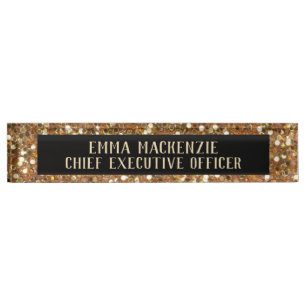 Elegant Modern Gold and Black Desk Sign Name Plate