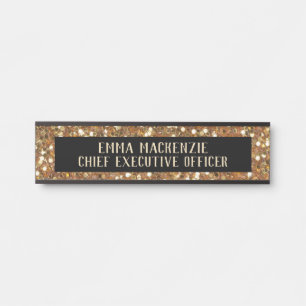 Elegant Modern Gold and Black Door Sign Name Plate