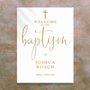 Elegant Modern Gold Baptism Welcome Sign