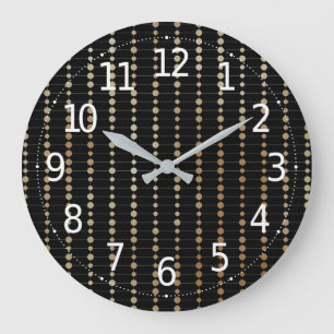 Elegant Modern Gold Beads Circles Dots Pattern   Large Clock