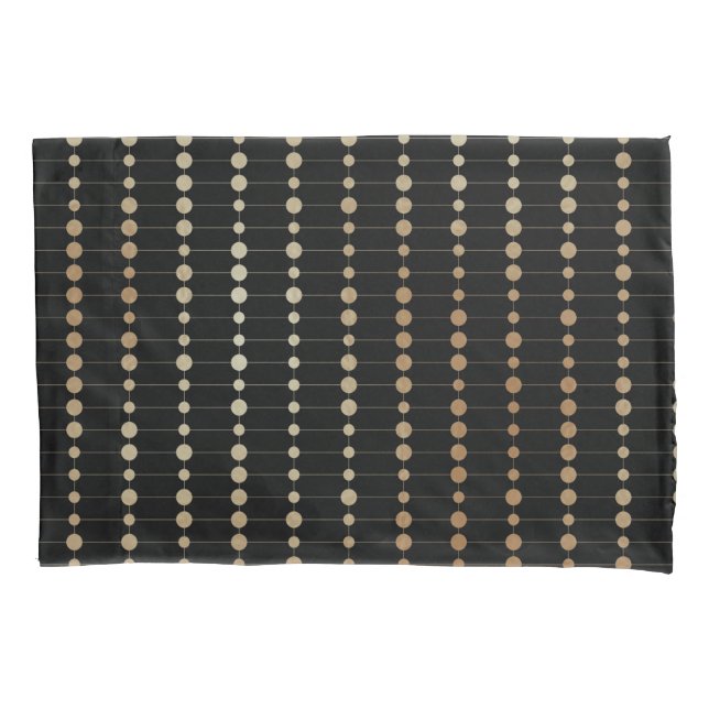 Elegant Modern Gold Beads Circles Dots Pattern | Pillowcase (Front-Left)