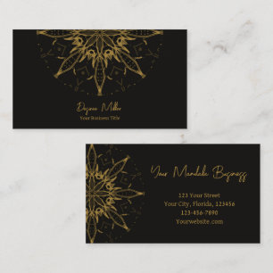 Elegant Modern Gold Black Bohemian Mandala Business Card