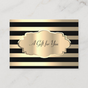 Elegant Modern Gold Black Striped, Gold Frame Discount Card